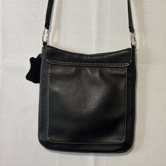 Concepts Canada Medium Black Pebble Leather Flap Cover Cross-Body / Shoulder Bag - Picture 5 of 16